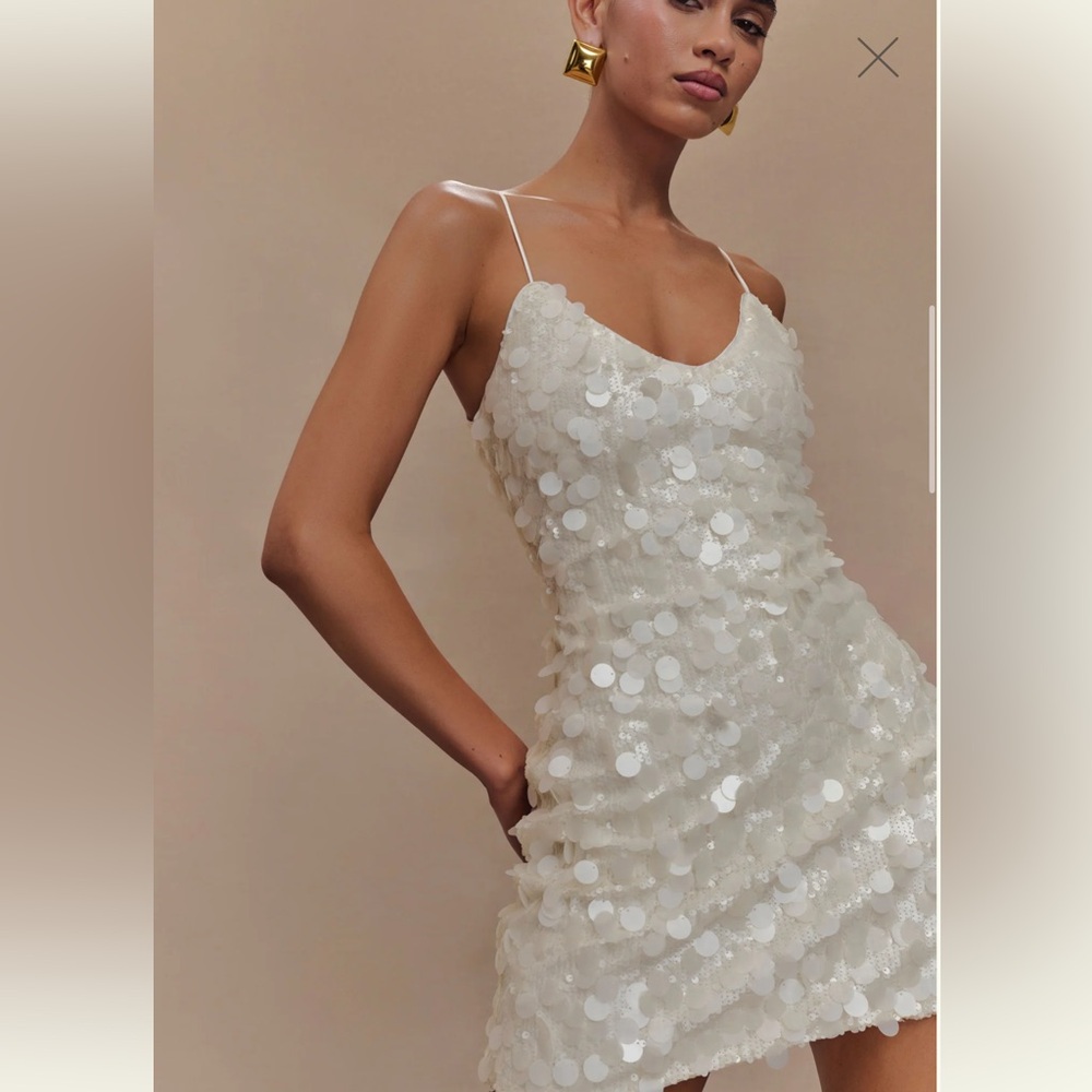 Meshki Romilly White Sequin Mini Slip Dress - Picture 3 of 4